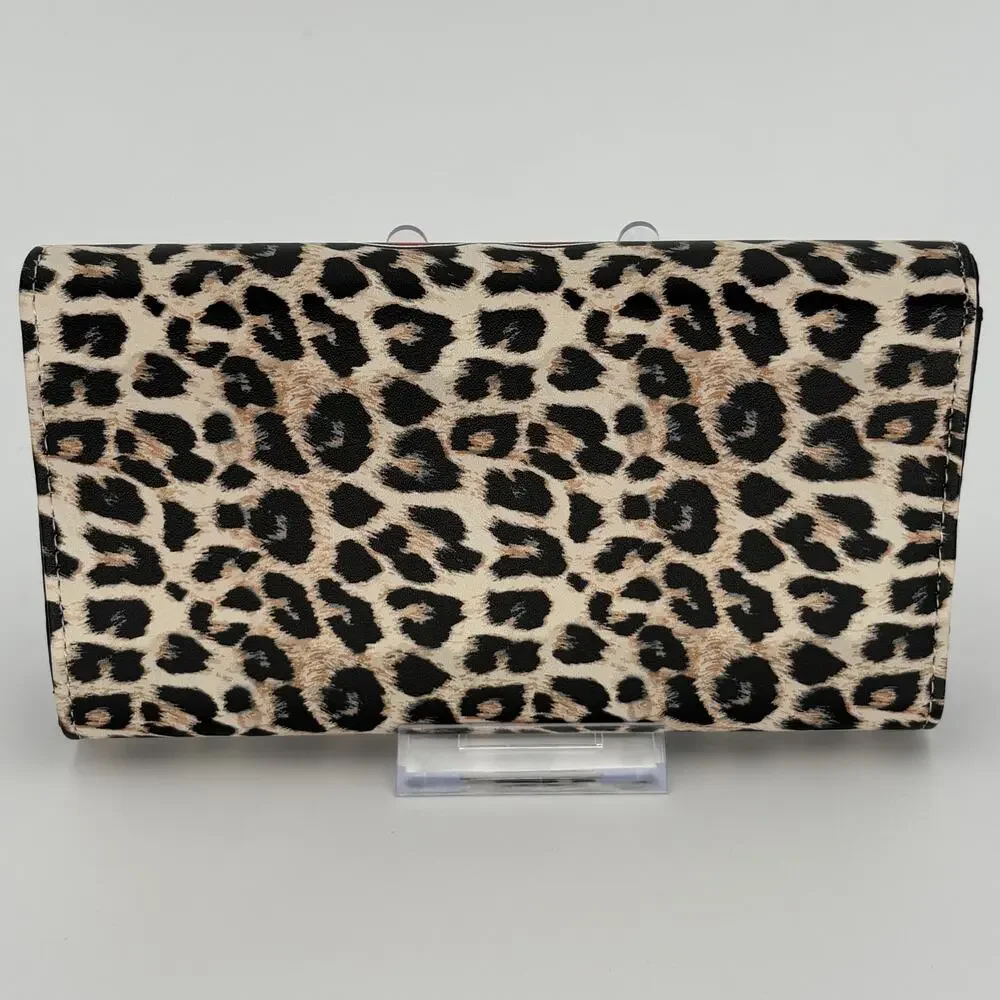 Ed Hardy Leopard Print Wallet Eternal Love Tattoo Graphic Trifold Clutch